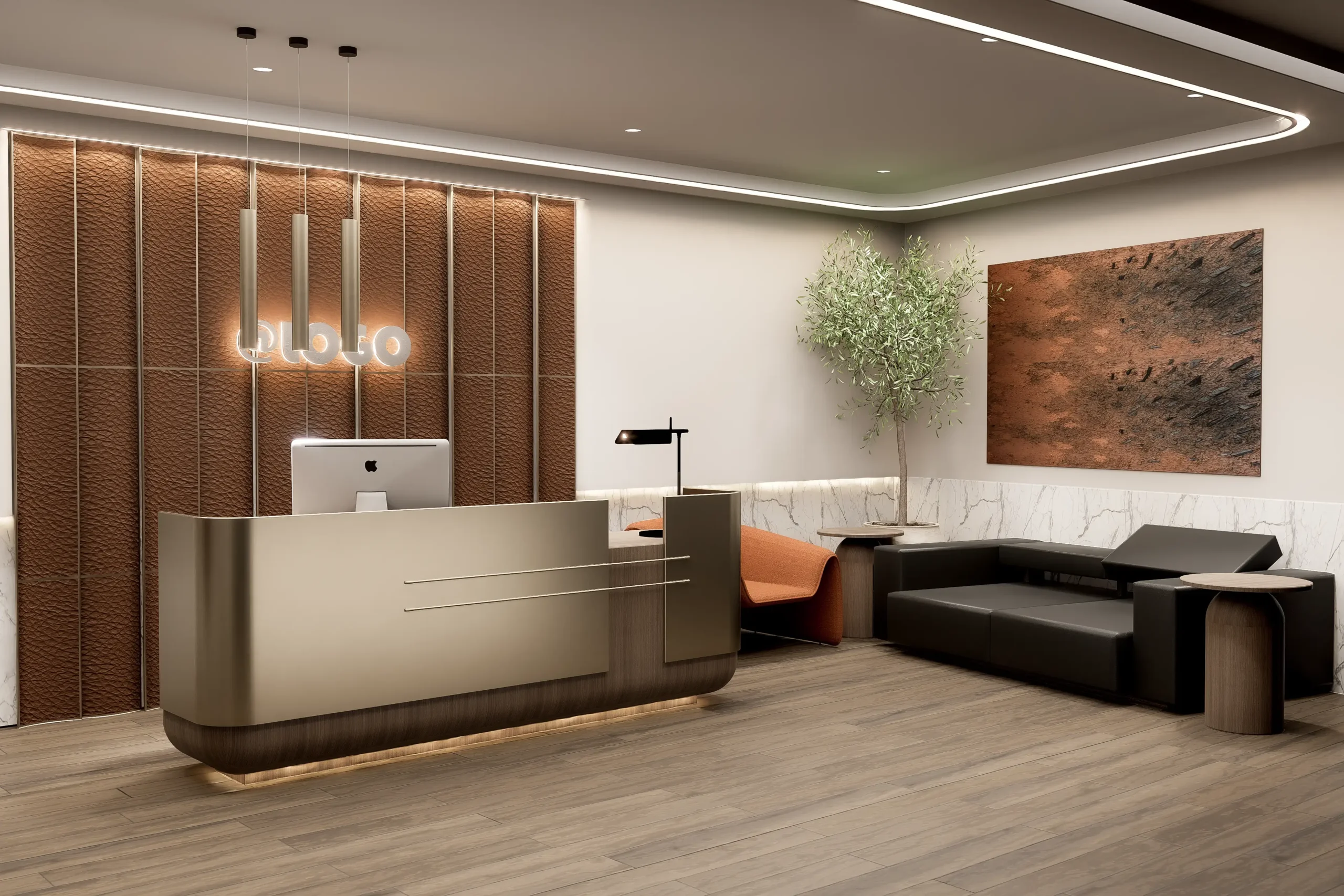 Bespoke joinery office reception Dubai